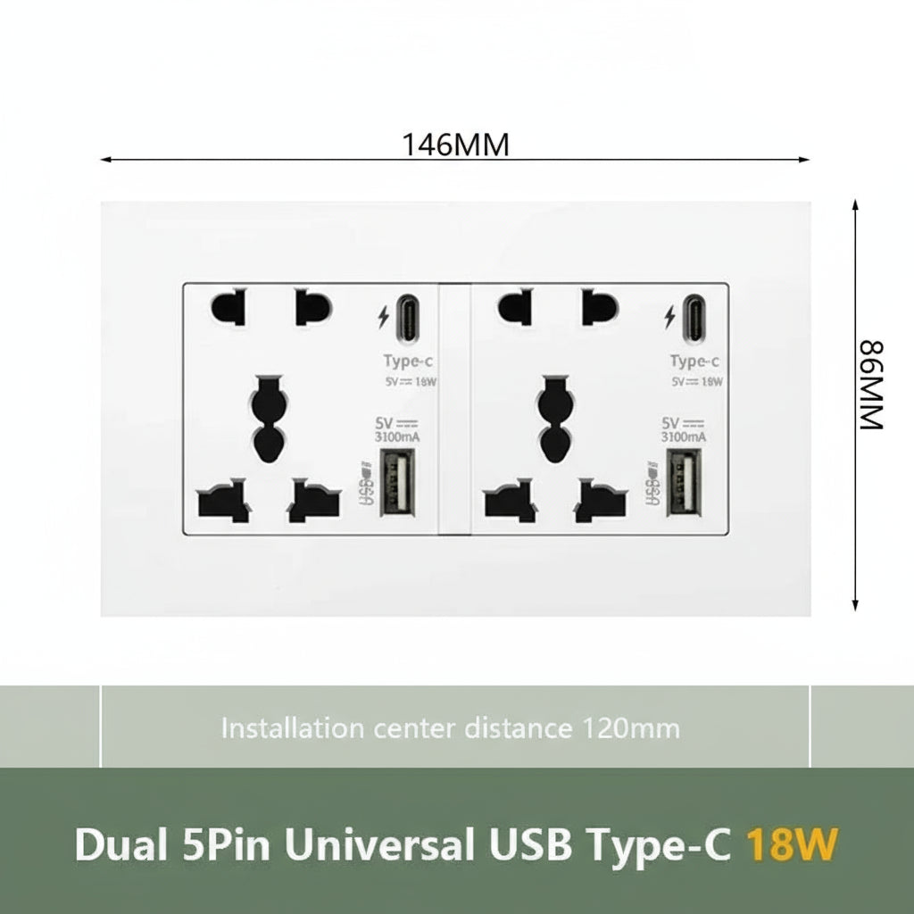 UK Wall Electrical Outlet with USB Charger — alternate product view 8