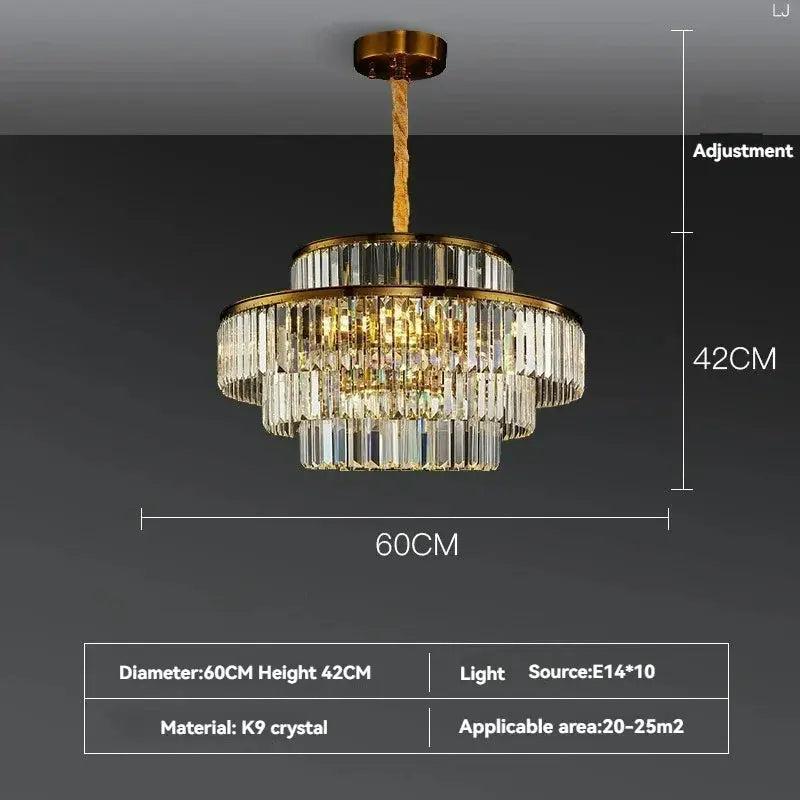 Modern Crystal Chandelier Villa Bedroom Round Lamp — alternate product view 7