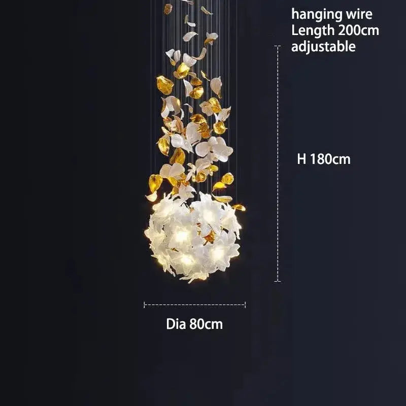 Duplex Villa Designer Flower Shaped Luxury Chandelier — alternate product view 5