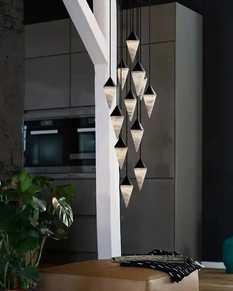 Modern Alabaster Cone Cluster Chandelier — alternate product view 4