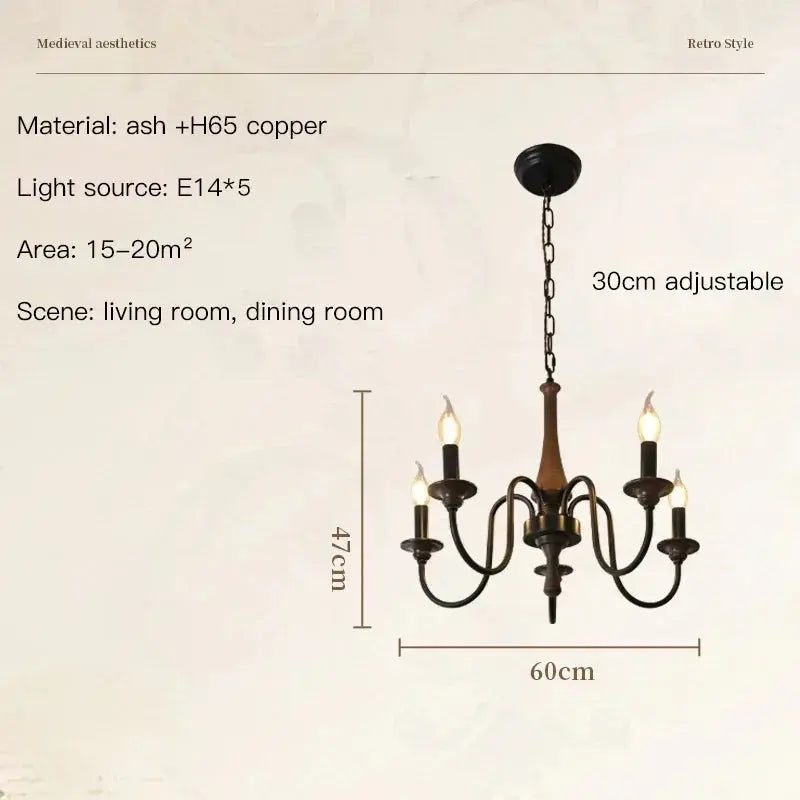 Nordic Retro Solid Wood Chandeliers — alternate product view 8