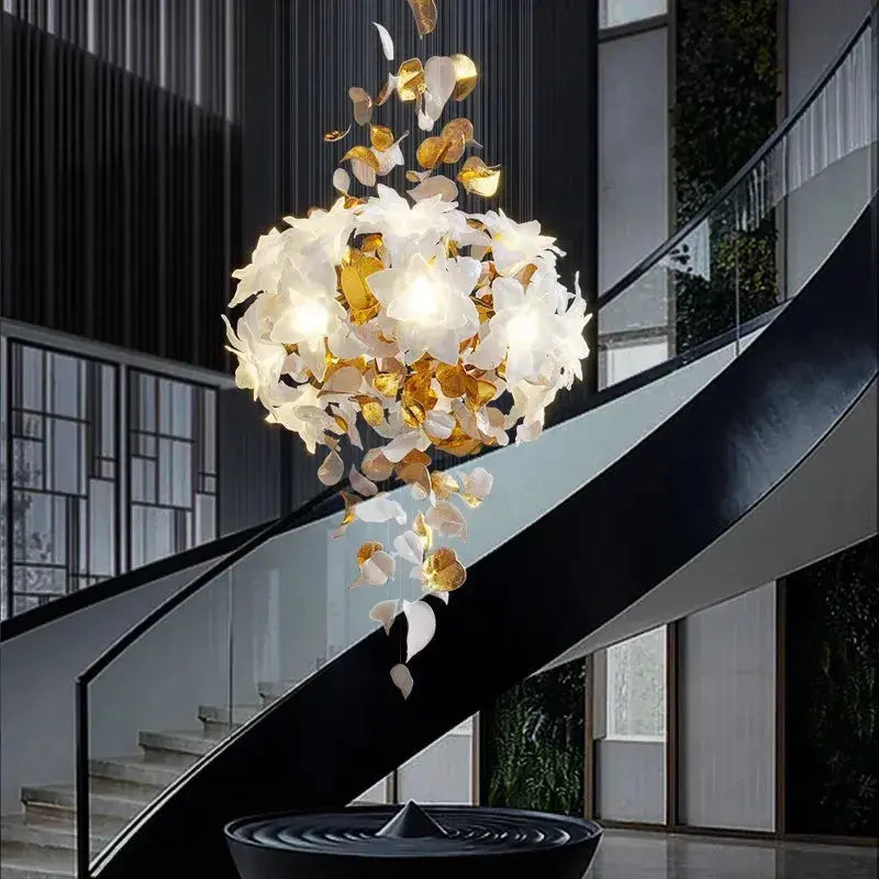 Duplex Villa Designer Flower Shaped Luxury Chandelier — product view