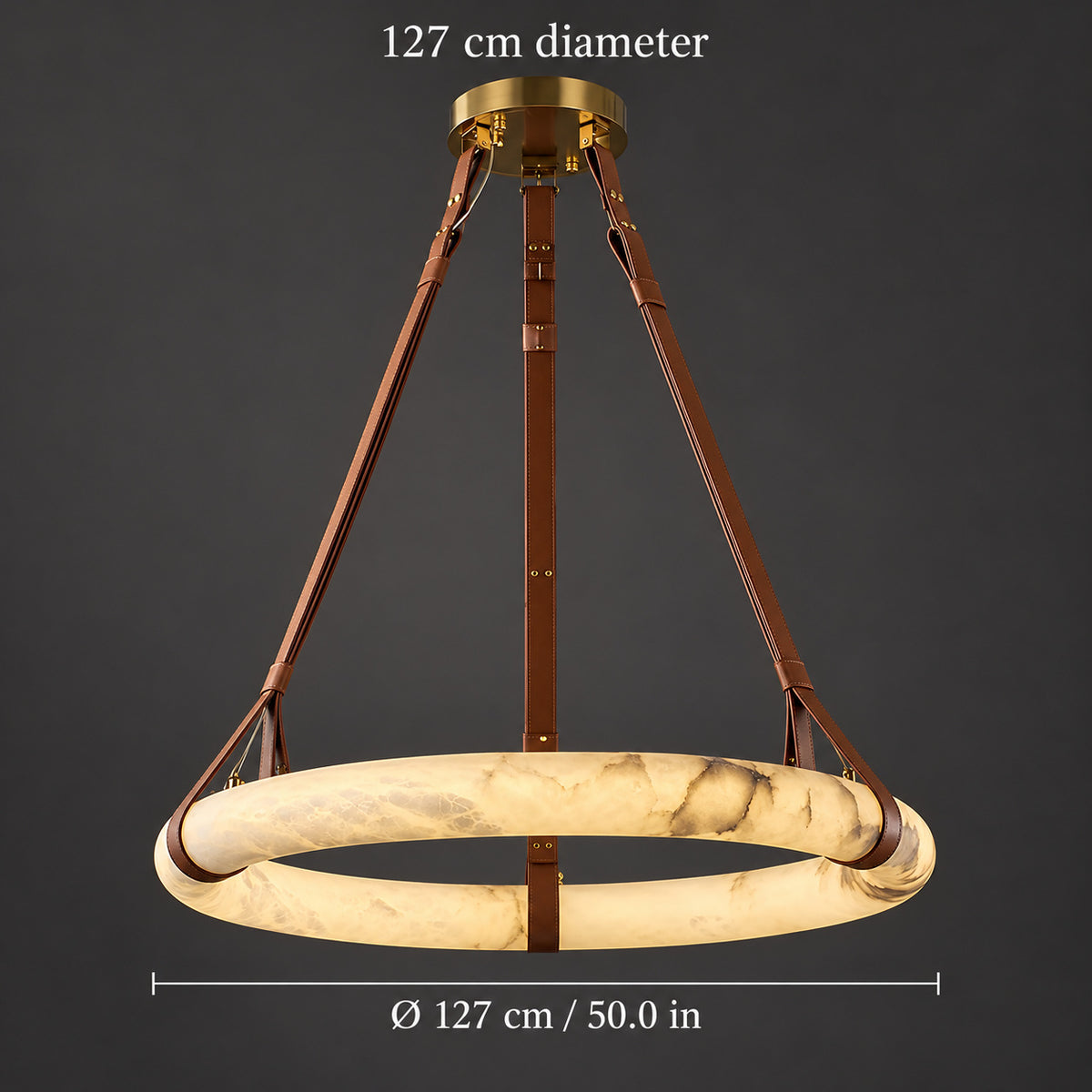 Pendant Ring Alabaster Modern Chandelier — 127 cm (50 in) diameter size guide