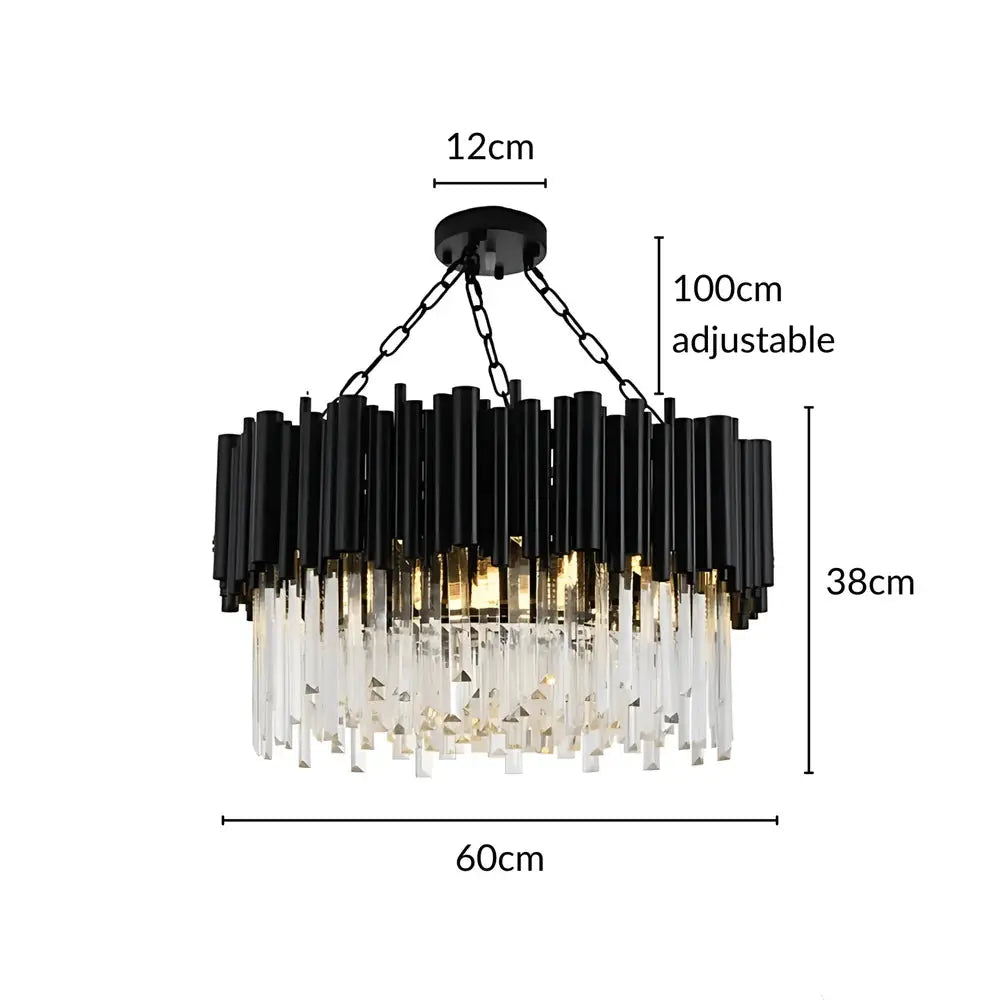 Modern Luxury Round Crystal Black Chandelier — alternate product view 10