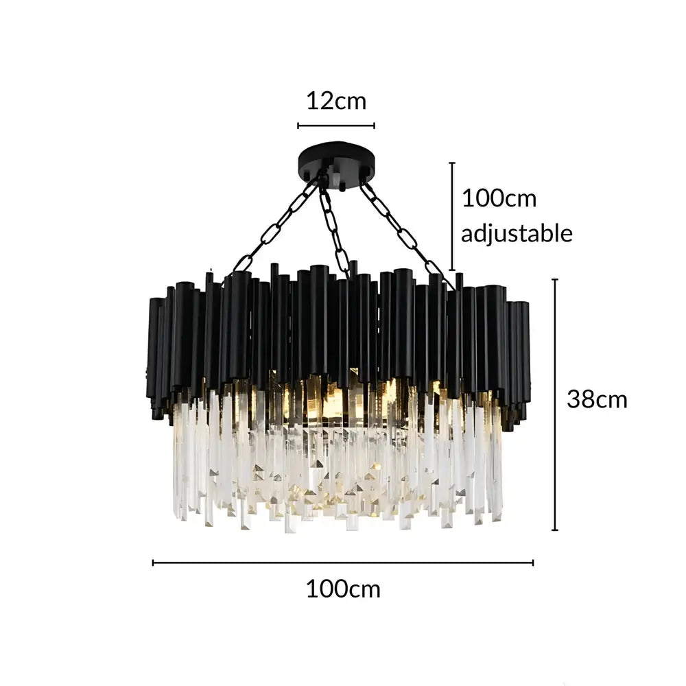 Modern Luxury Round Crystal Black Chandelier — alternate product view 12