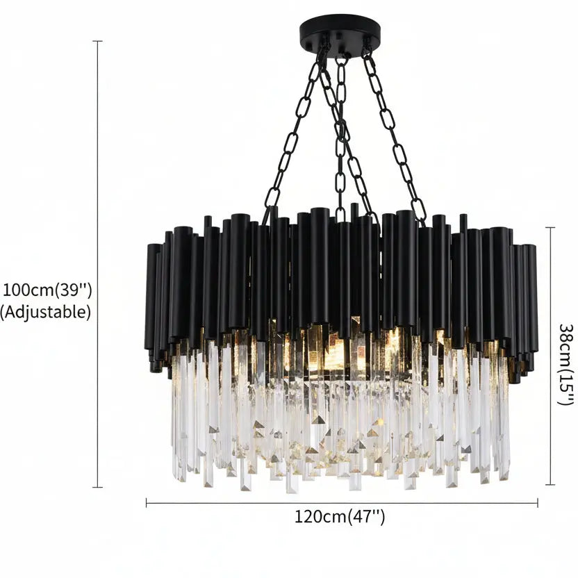 Modern Luxury Round Crystal Black Chandelier — alternate product view 13