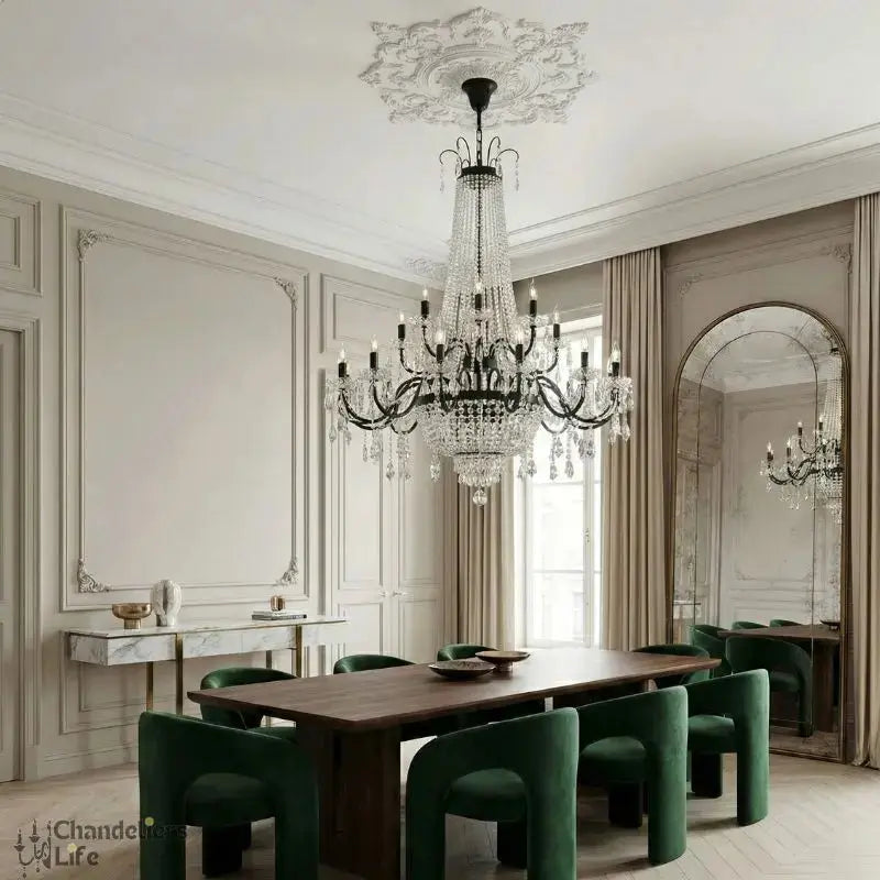 French Design Pearl Crystal Chandelier — close-up design detail