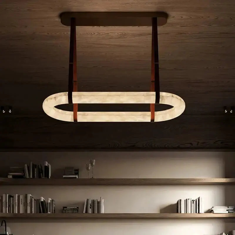 Luxury Leather Circle Marble Chandelier — product view