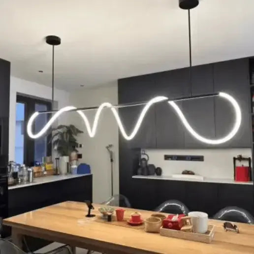 Modern Long Hose Led Chandelier - Black — alternate product view 3
