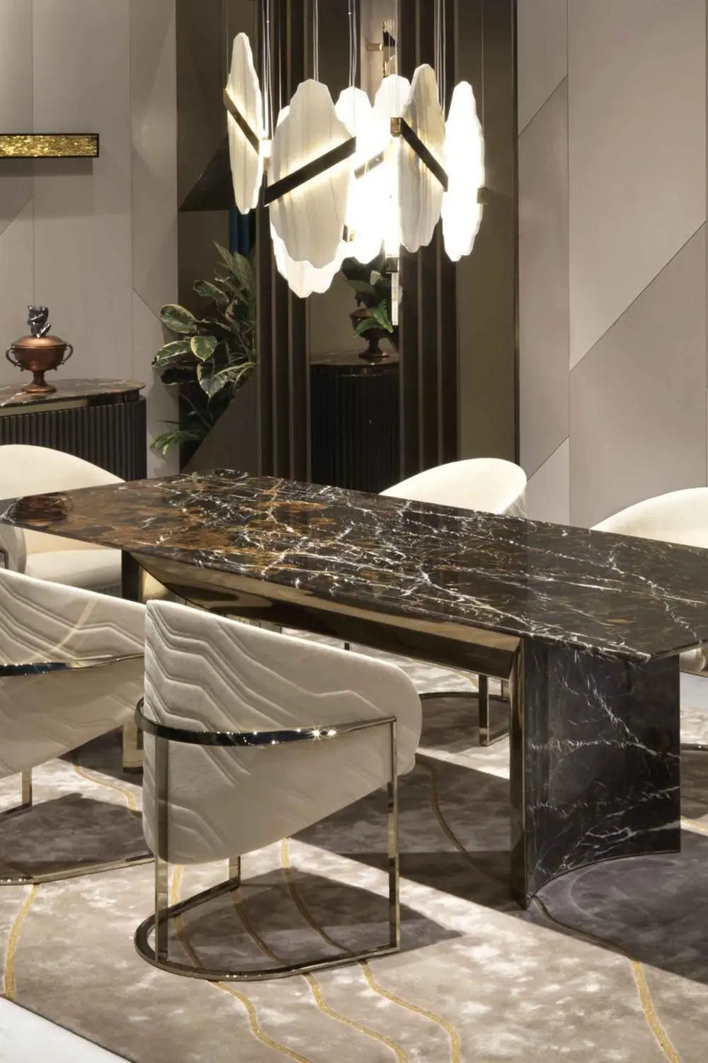 Seven Panels Modern Alabaster Pendant Light — shown in an interior setting 14