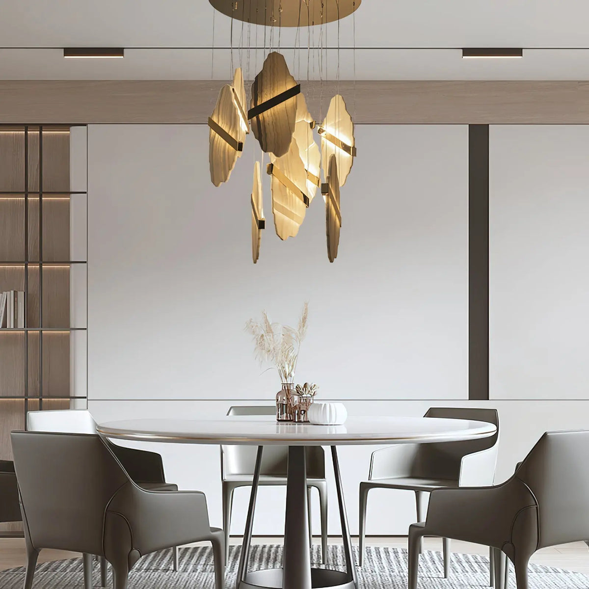 Seven Panels Modern Alabaster Pendant Light — shown in an interior setting 5