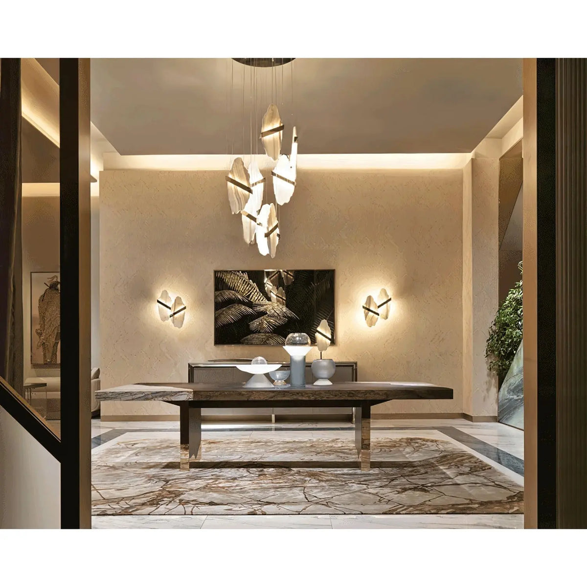 Seven Panels Modern Alabaster Pendant Light — shown in an interior setting 9