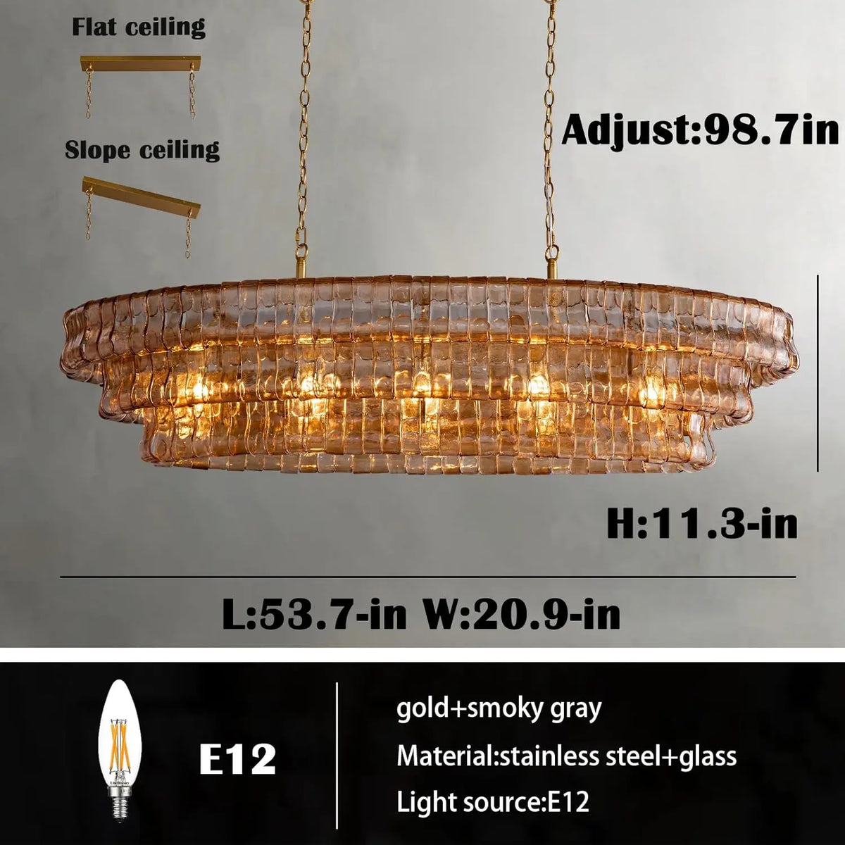 Modern Amber Glass Chandelier — shown in an interior setting 7