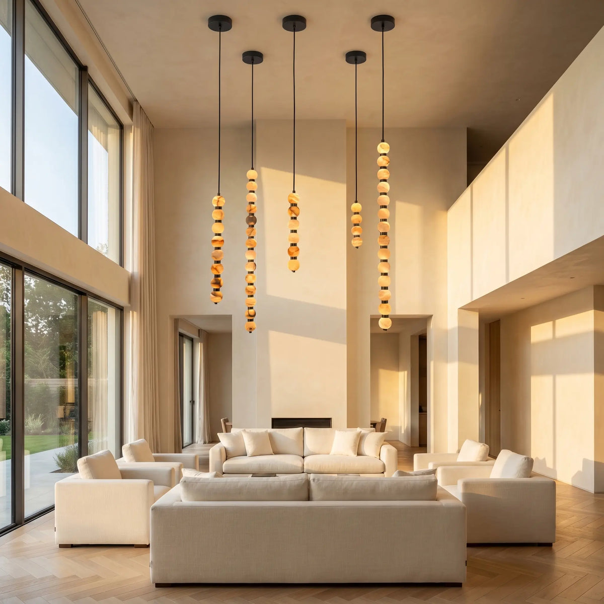 Moon Alabaster Pendant Light — shown in an interior setting