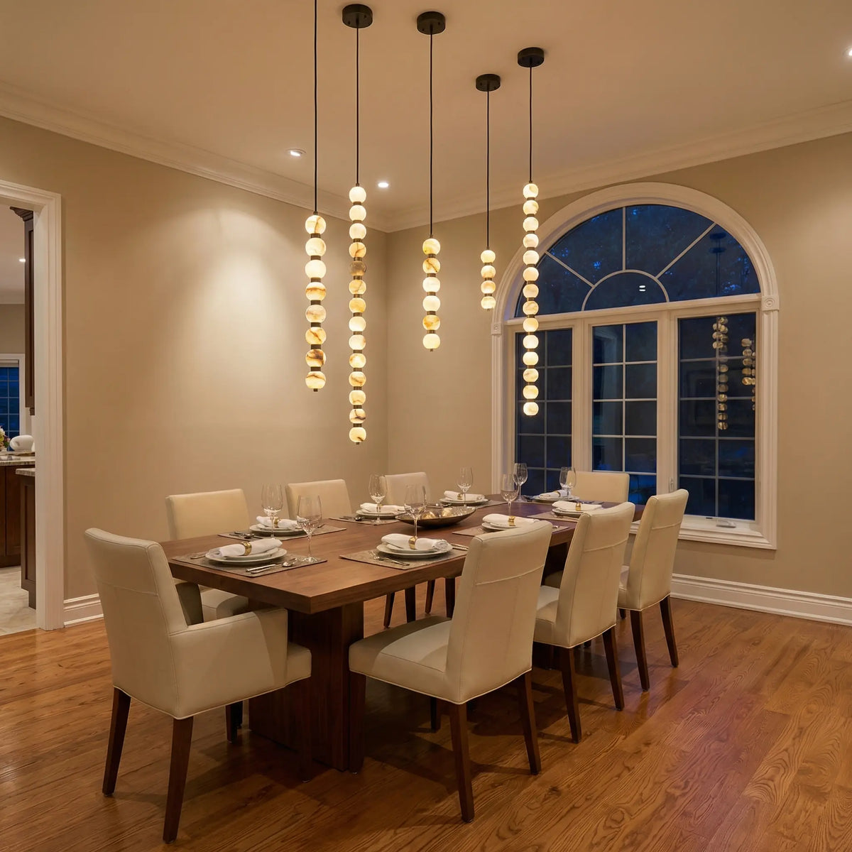 Moon Alabaster Pendant Light — shown in an interior setting 2