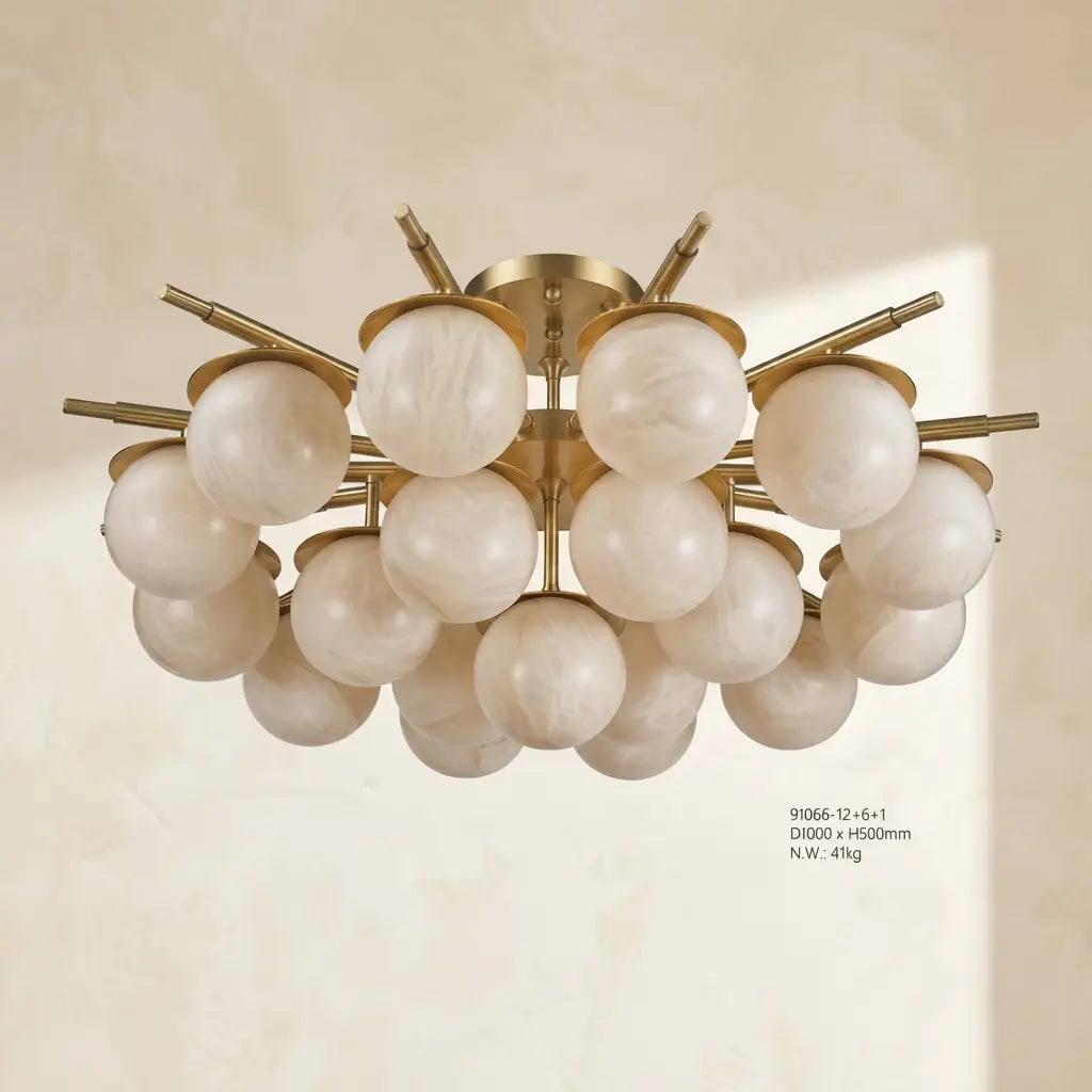 Alabaster Ceiling Lamp — illuminated view 2