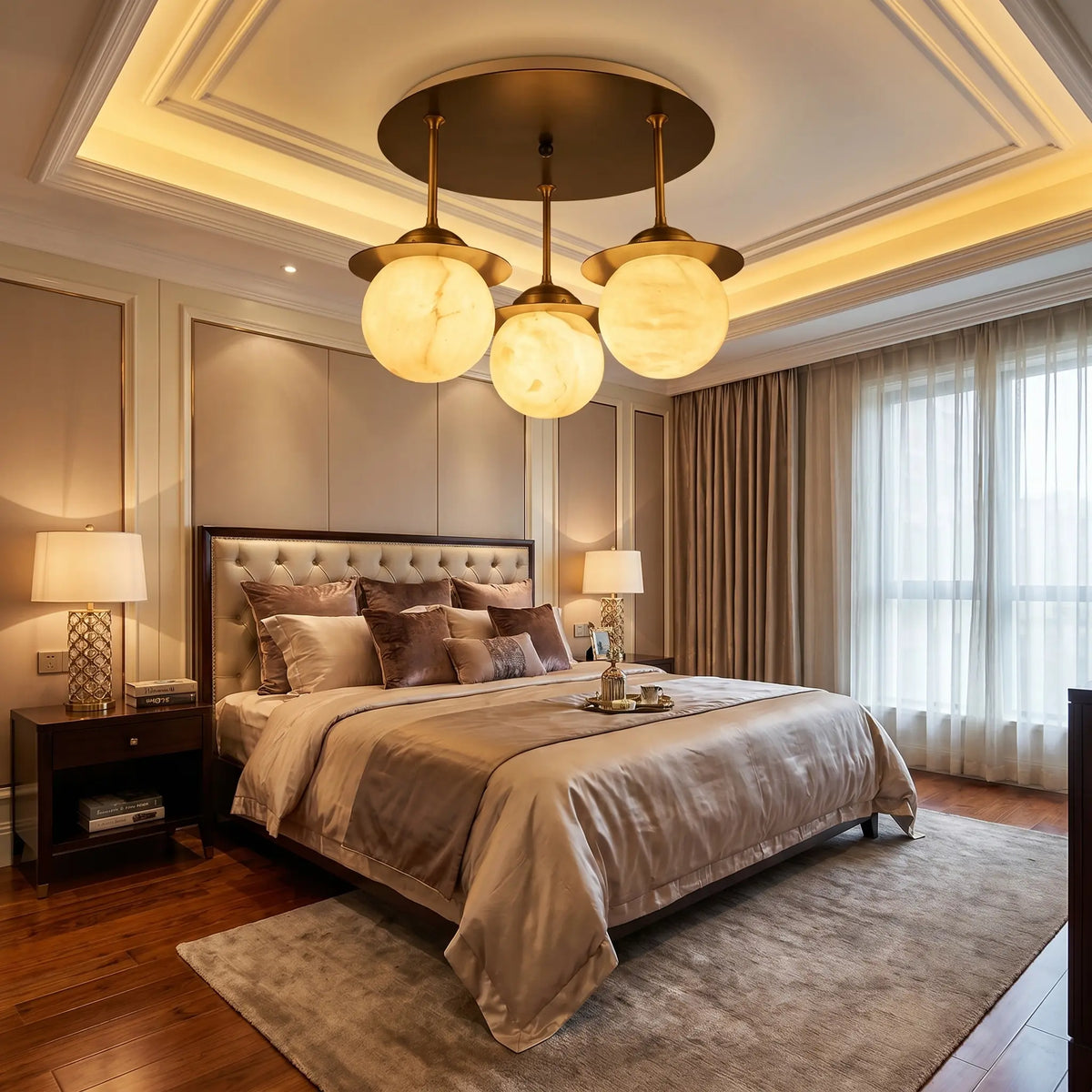 Saturn Alabaster Ceiling Fixture — shown in an interior setting 2