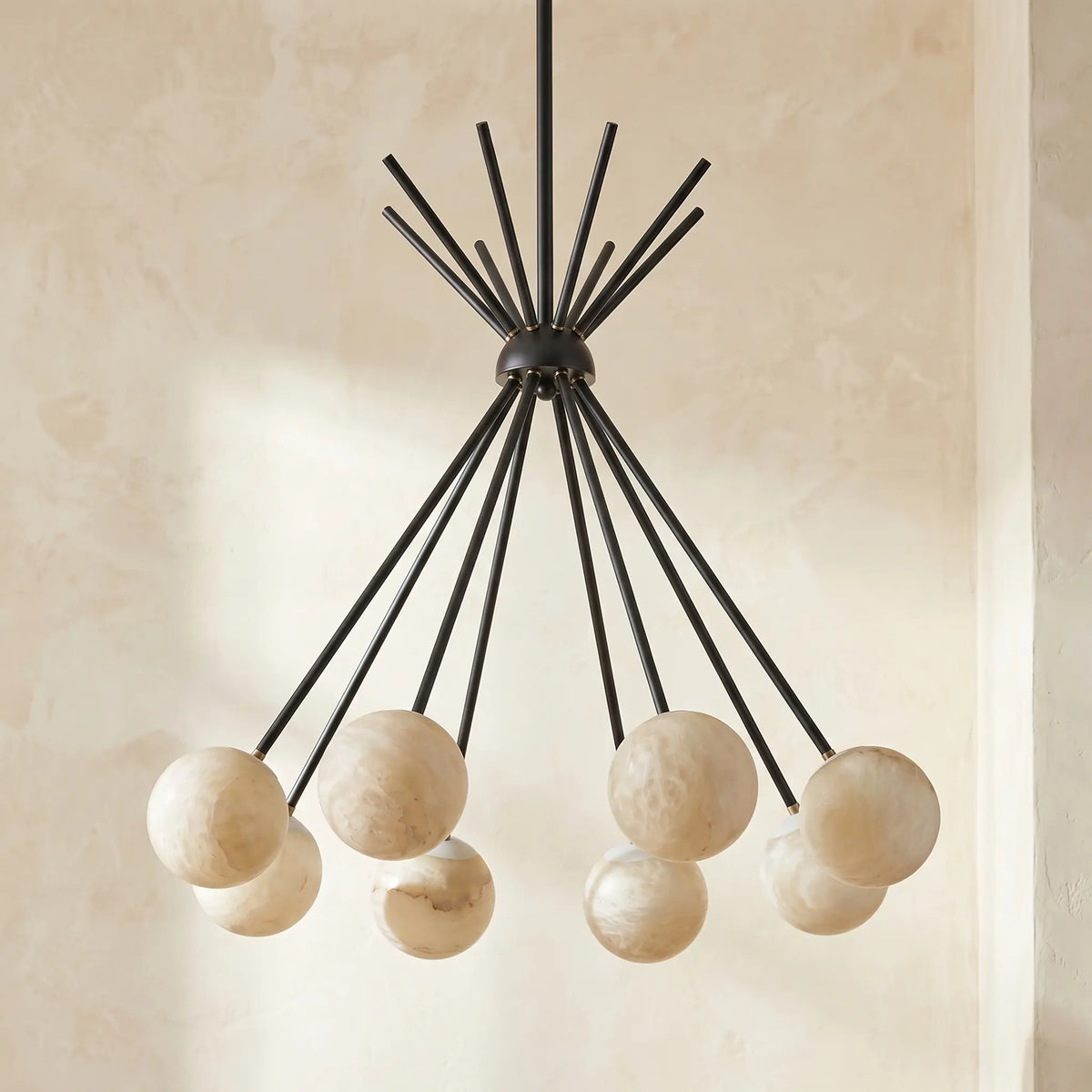 Monica Alabaster Pendant Light — illuminated view