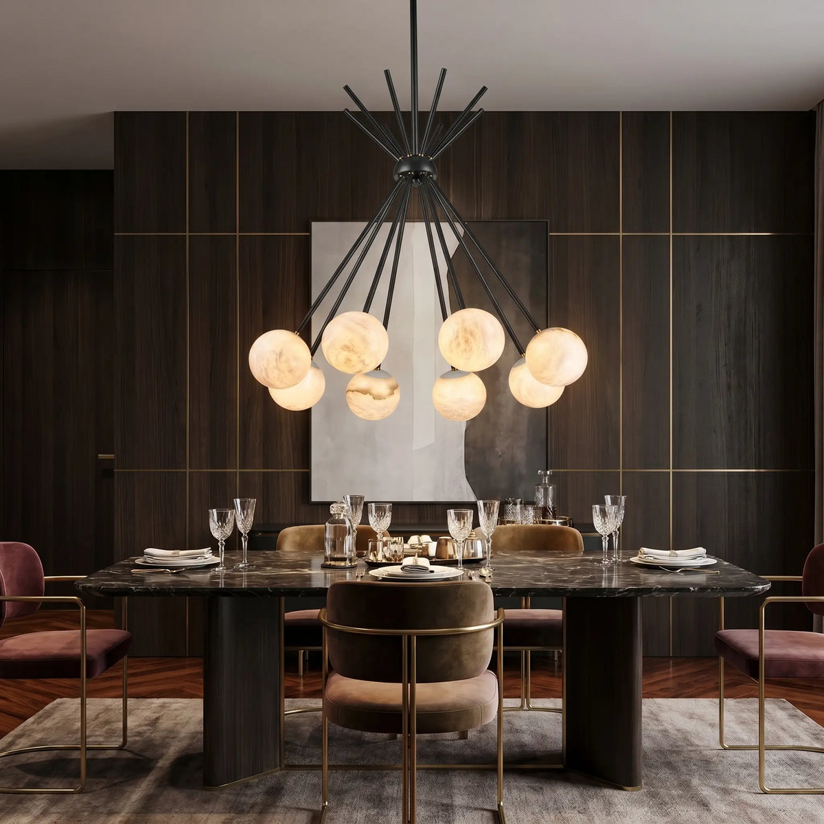 Monica Alabaster Pendant Light — shown in an interior setting