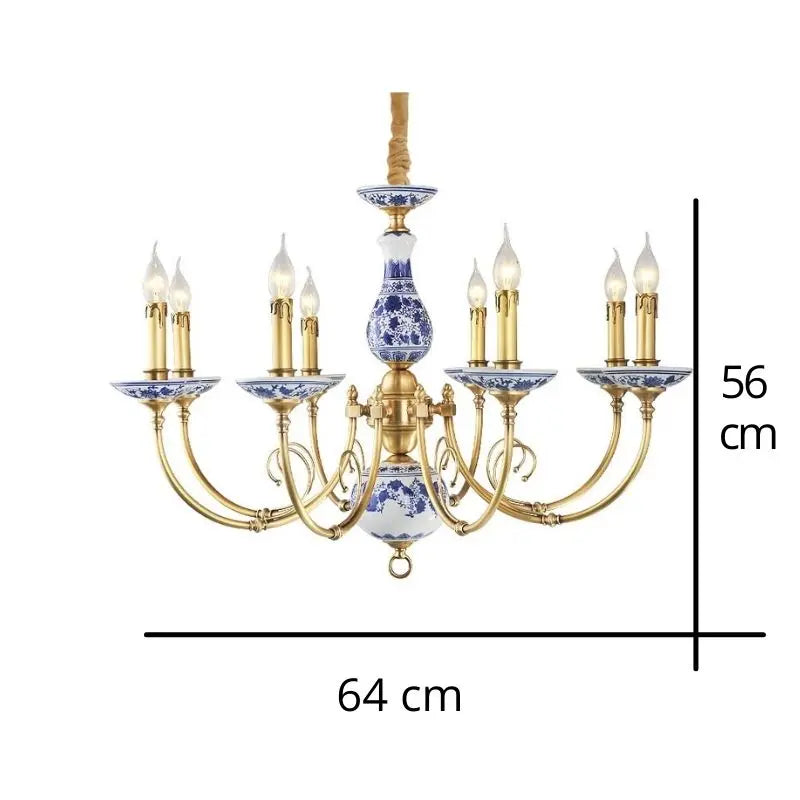 Royal Blue & White Porcelain Chandelier — alternate product view 3