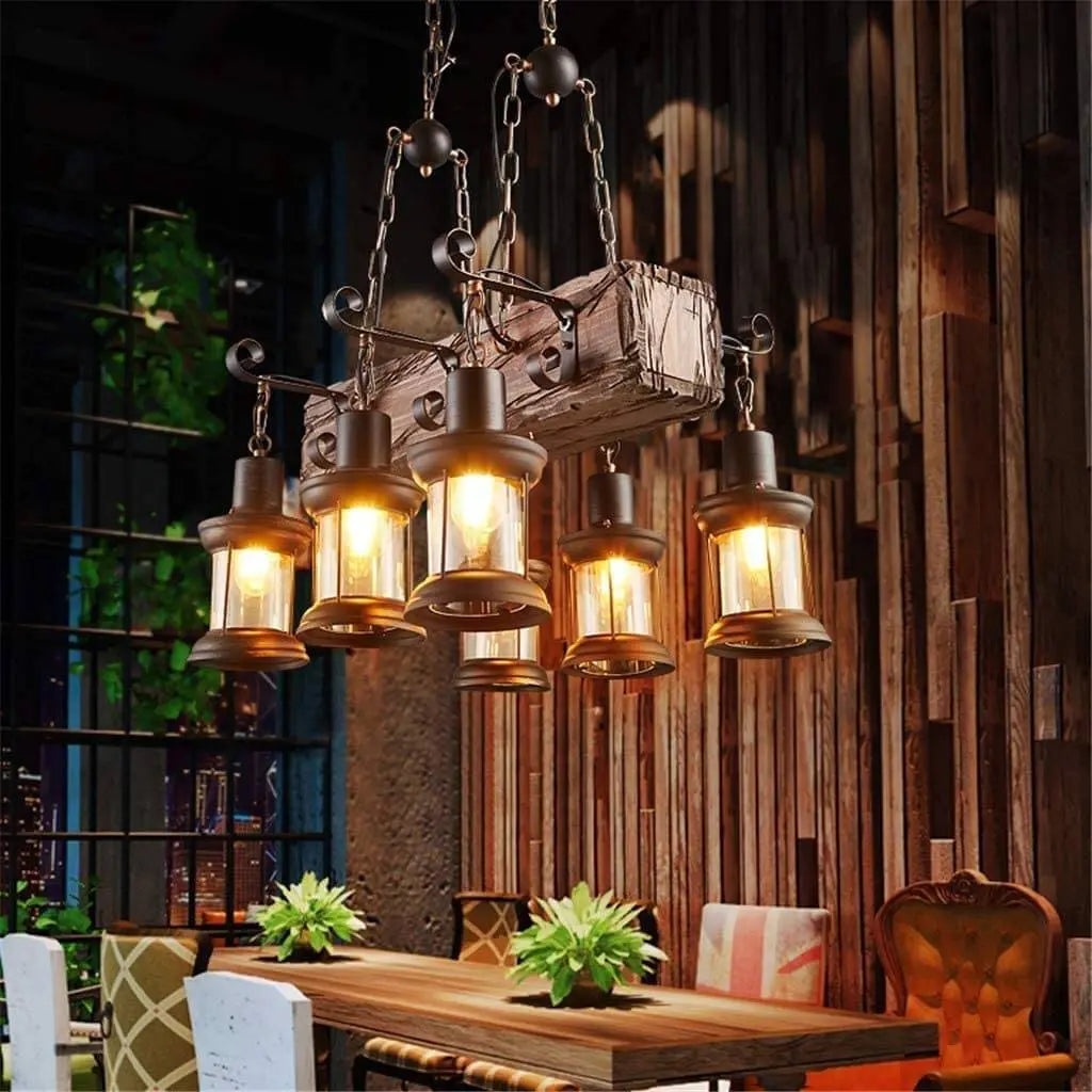 Farmhouse Wood Beam Chandelier — alternate product view 4