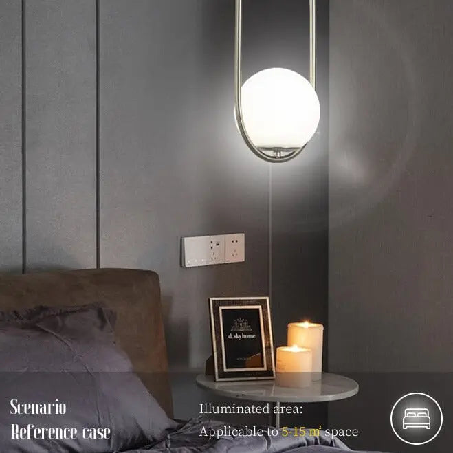 White Single Ball Pendant Chandelier — alternate product view 2
