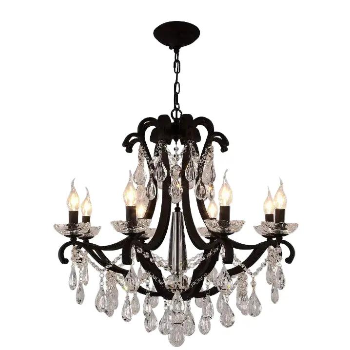 Rustic Chandelier Black Crystal Hanging Light 8 Arms — alternate product view 9