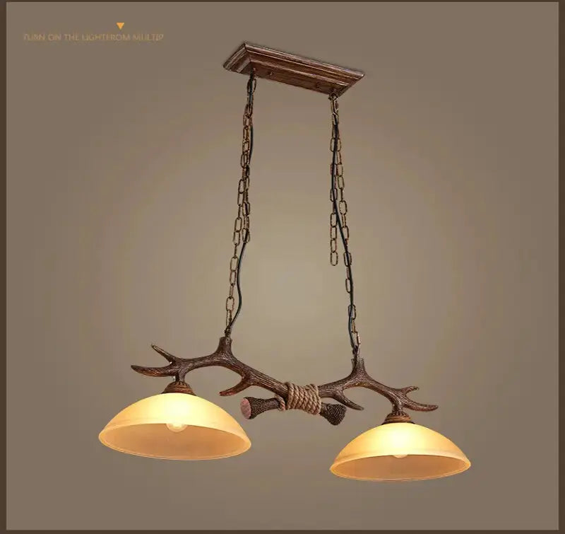 Double Retro Antler Vintage Pendat Lights — alternate product view 2