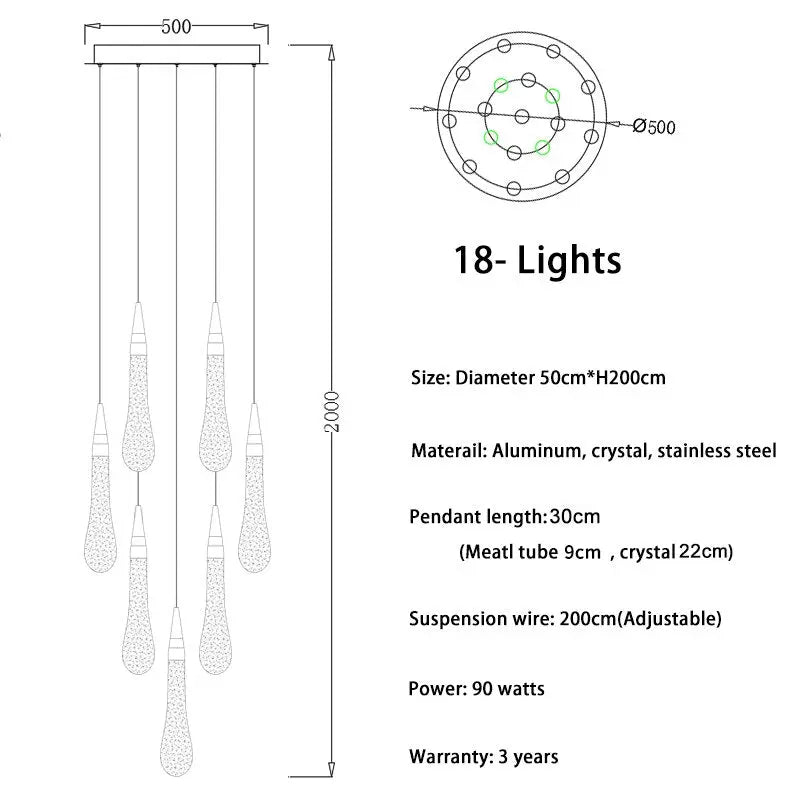Modern Long Stair Chandelier — alternate product view 11