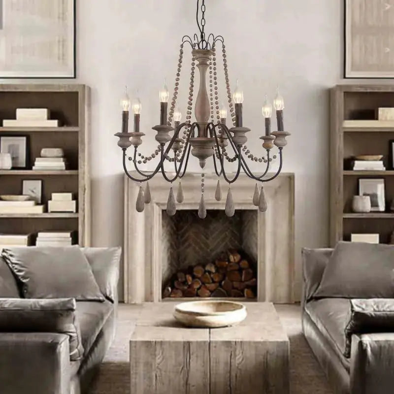 Vintage Wood Chandelier — product view