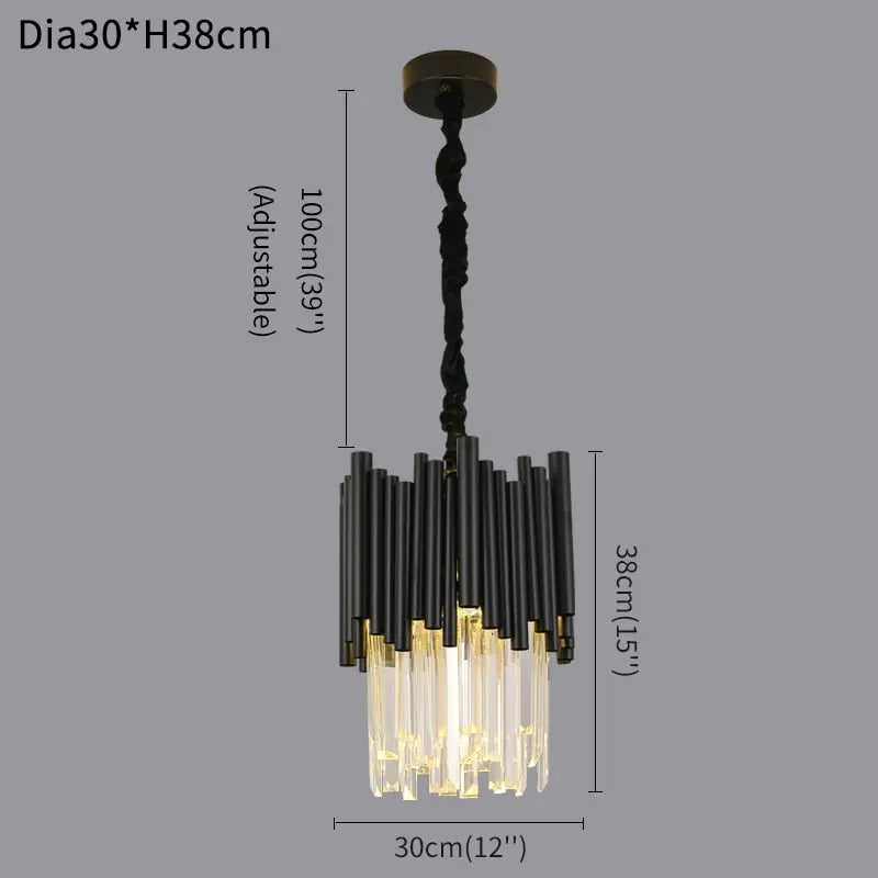 Modern Black Crystal Hanging Light — alternate product view 8