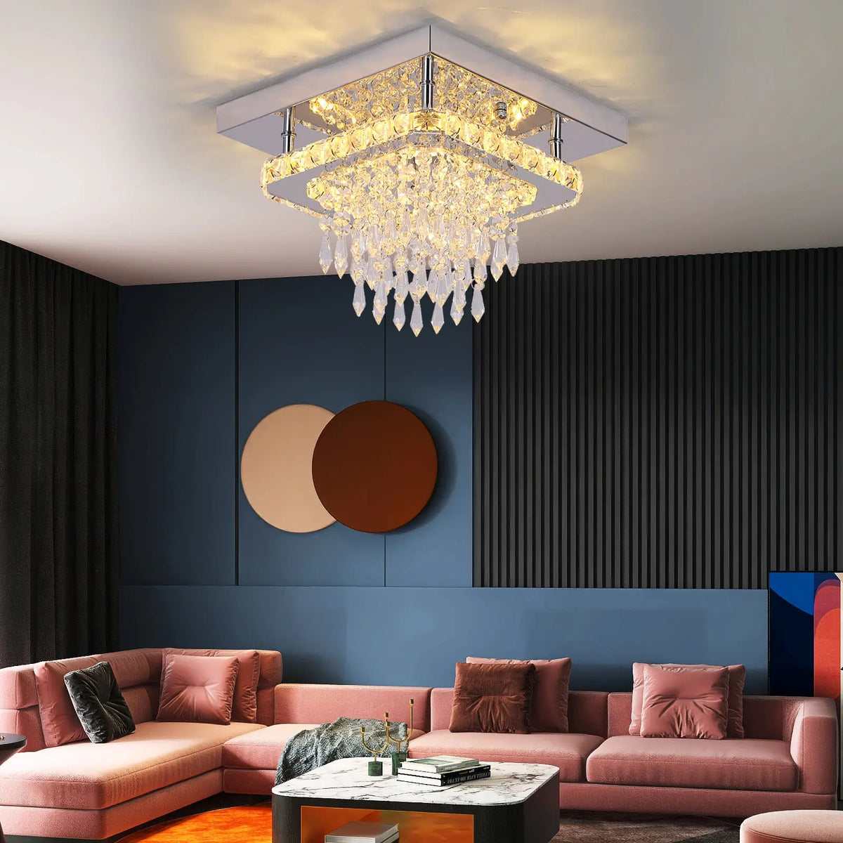 Modern Square Raindrop Ceiling Chandelier — alternate product view 4