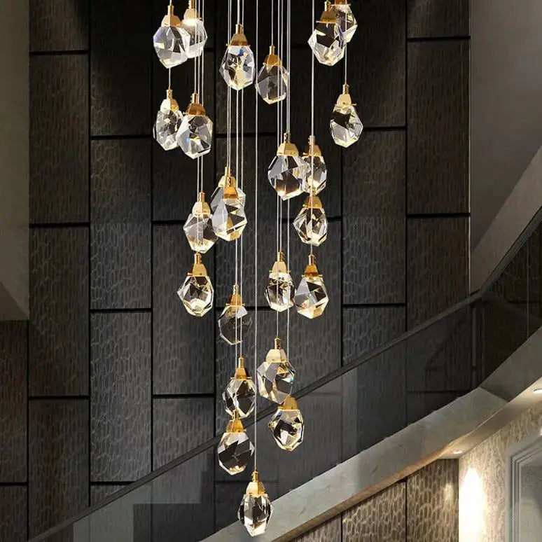 Luxury Long Diamond Crystal Ball Chandelier — product view