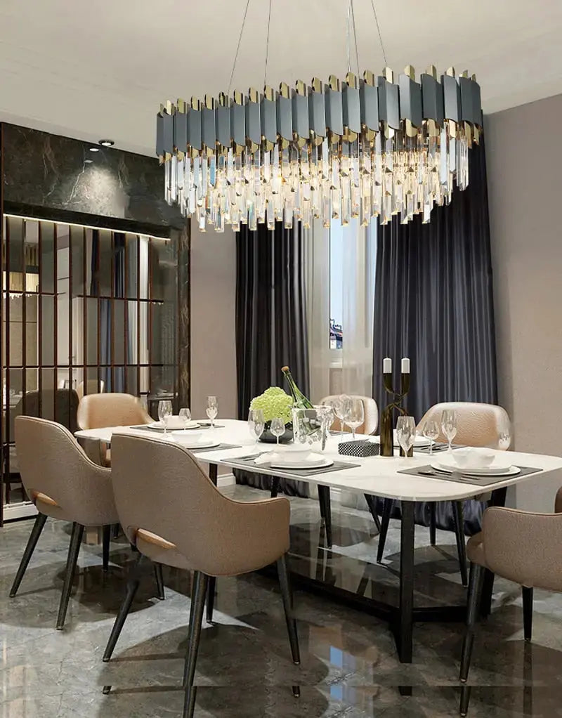 Modern Crystal Rectangular Chandelier — alternate product view 2