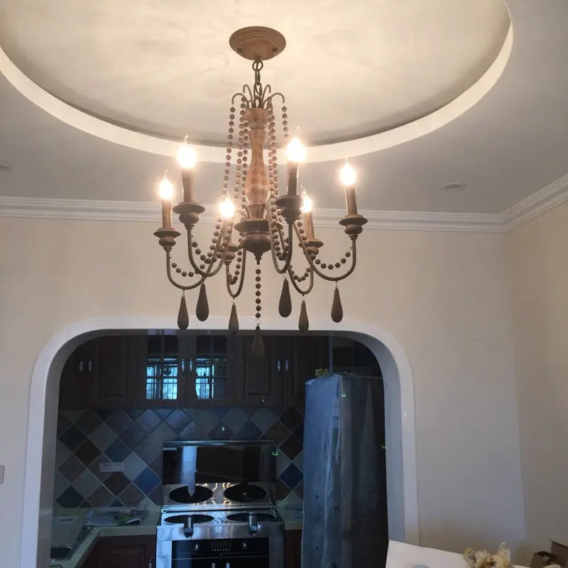 Vintage Wood Chandelier — alternate product view 2