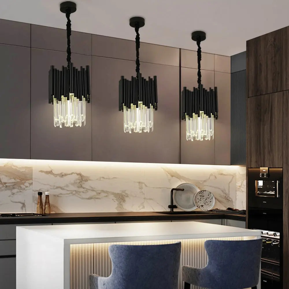 Modern Black Crystal Hanging Light — alternate product view 2