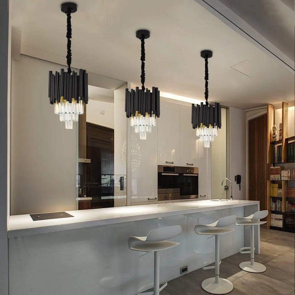 Modern Black Crystal Hanging Light — alternate product view 6