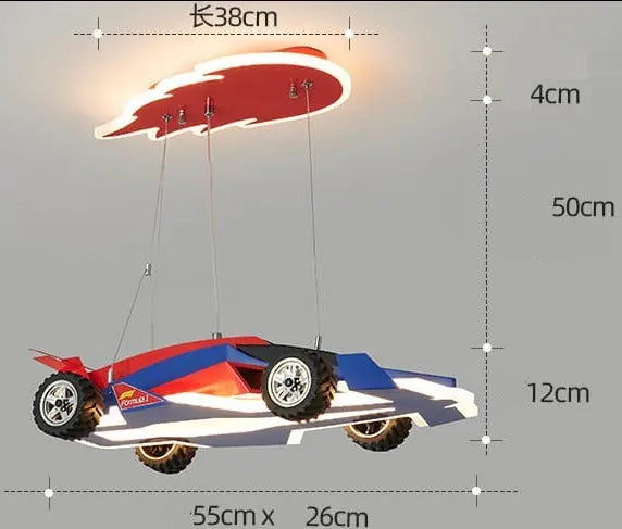Kids Bedroom Decorative Race Car Chandelier — alternate product view 11
