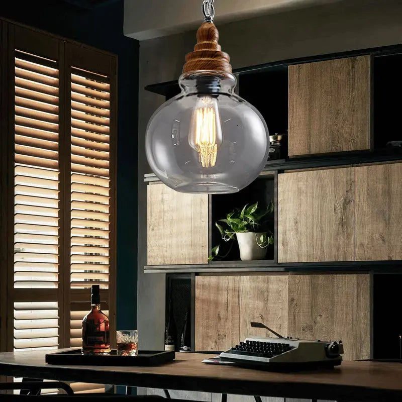 Creative Wood Single Head Pendant Lamp — alternate product view 11