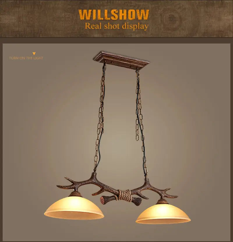 Double Retro Antler Vintage Pendat Lights — alternate product view 7