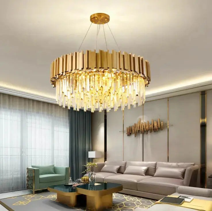 Modern Stainless Steel Luxury Crystal Chandelier — product view