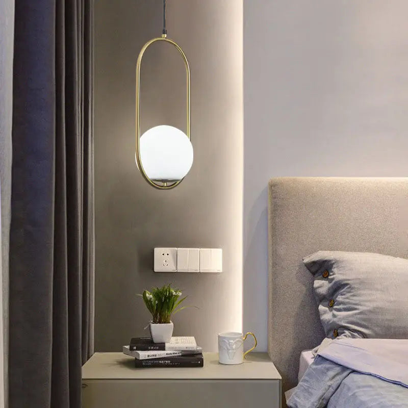 White Single Ball Pendant Chandelier — alternate product view 4