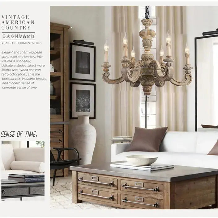 Roman Pillar Wooden Chandelier — alternate product view 8