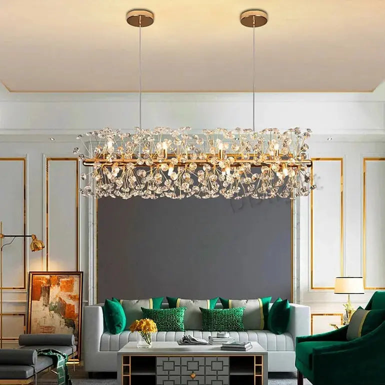Gold Luxury Crystal Long Chandelier — alternate product view 2
