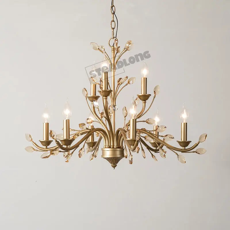 Modern Crystal Branch Chandelier - Brass — alternate product view 4