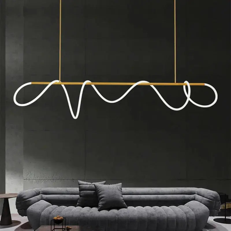 Modern Long Hose Led Chandelier - Brass — alternate product view 5