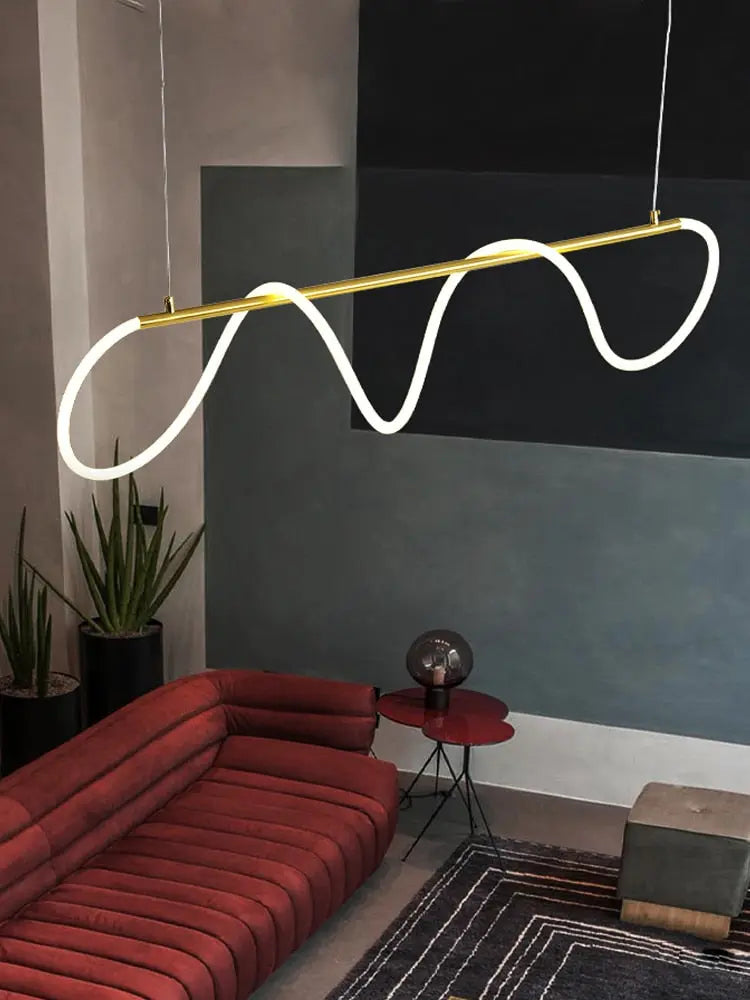 Modern Long Hose Led Chandelier - Brass — alternate product view 8