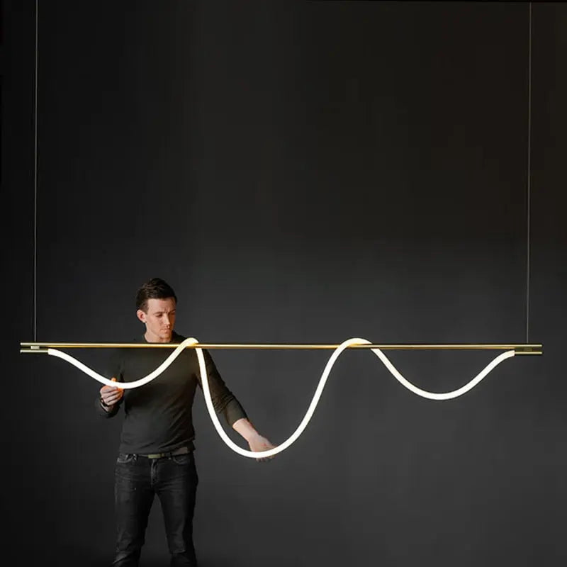 Modern Long Hose Led Chandelier - Brass — alternate product view 6