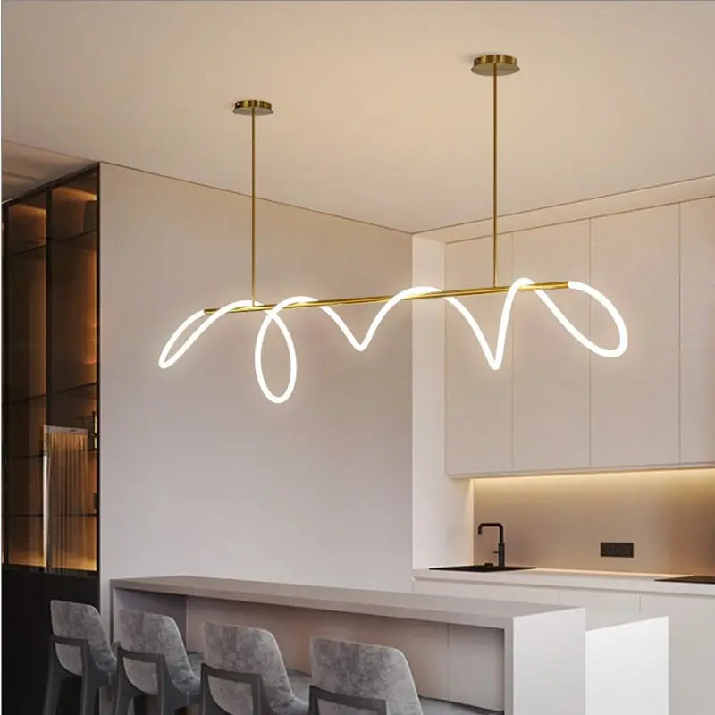 Modern Long Hose Led Chandelier - Brass — alternate product view 7