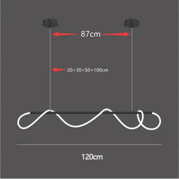 Modern Long Hose Led Chandelier - Black — alternate product view 6